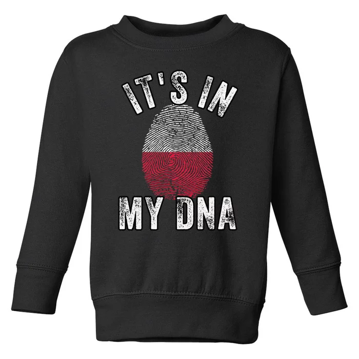 Funny ItS In My Dna Poland Flag Fingerprint Toddler Sweatshirt