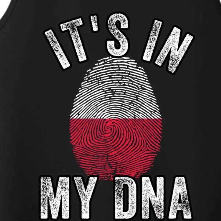 Funny ItS In My Dna Poland Flag Fingerprint Performance Tank