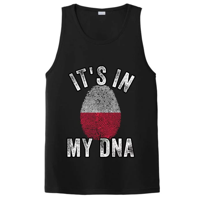 Funny ItS In My Dna Poland Flag Fingerprint Performance Tank