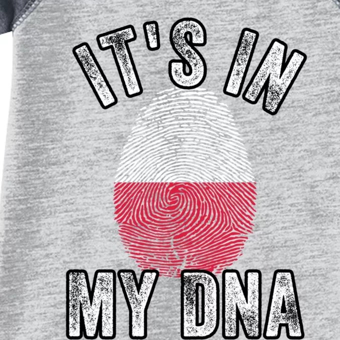 Funny ItS In My Dna Poland Flag Fingerprint Infant Baby Jersey Bodysuit