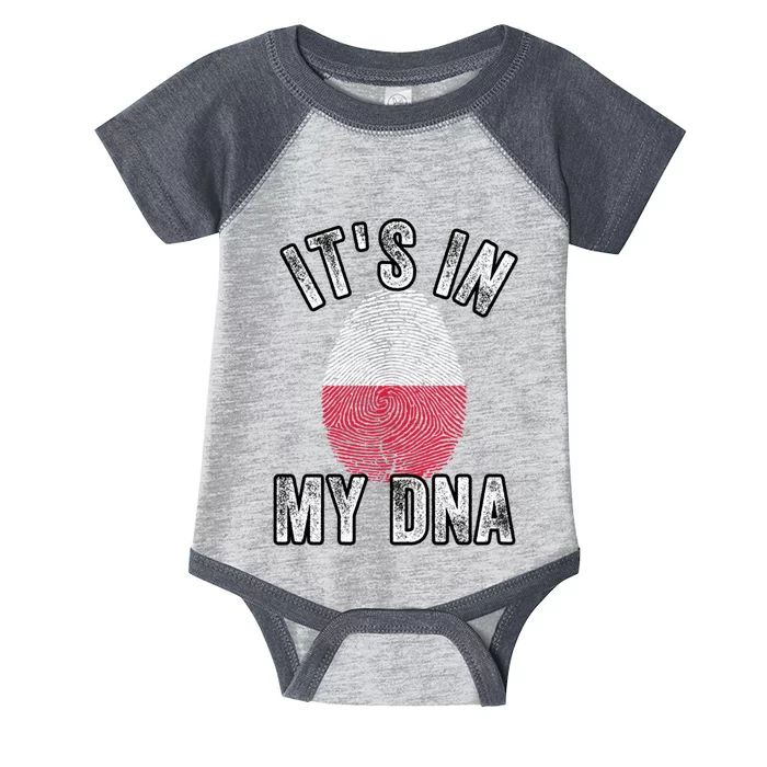 Funny ItS In My Dna Poland Flag Fingerprint Infant Baby Jersey Bodysuit