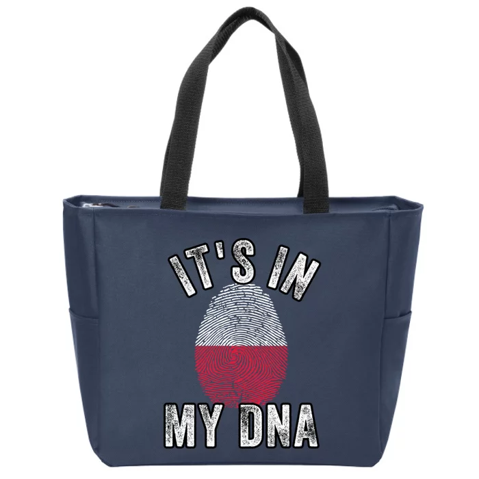 Funny ItS In My Dna Poland Flag Fingerprint Zip Tote Bag