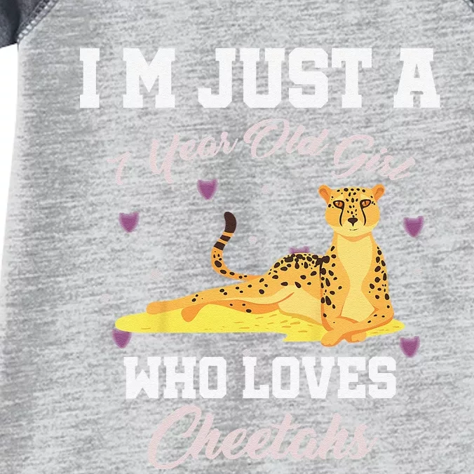 Funny Im Just 7 Year Old Who Loves Cheetahs Birthday Infant Baby Jersey Bodysuit