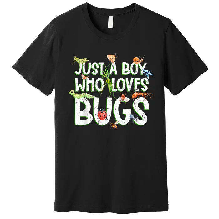 Funny Insect, Just A Boy Who Loves Bug Gift Tee Fashion Cute Premium T-Shirt