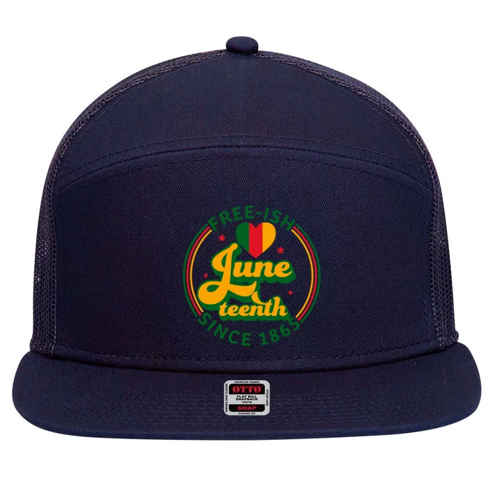 Free Ish Juneteenth Since 1865 Afro America 7 Panel Mesh Trucker Snapback Hat