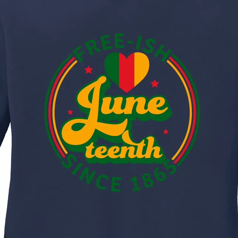 Free Ish Juneteenth Since 1865 Afro America Ladies Long Sleeve Shirt