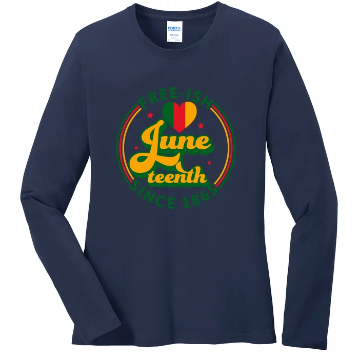 Free Ish Juneteenth Since 1865 Afro America Ladies Long Sleeve Shirt