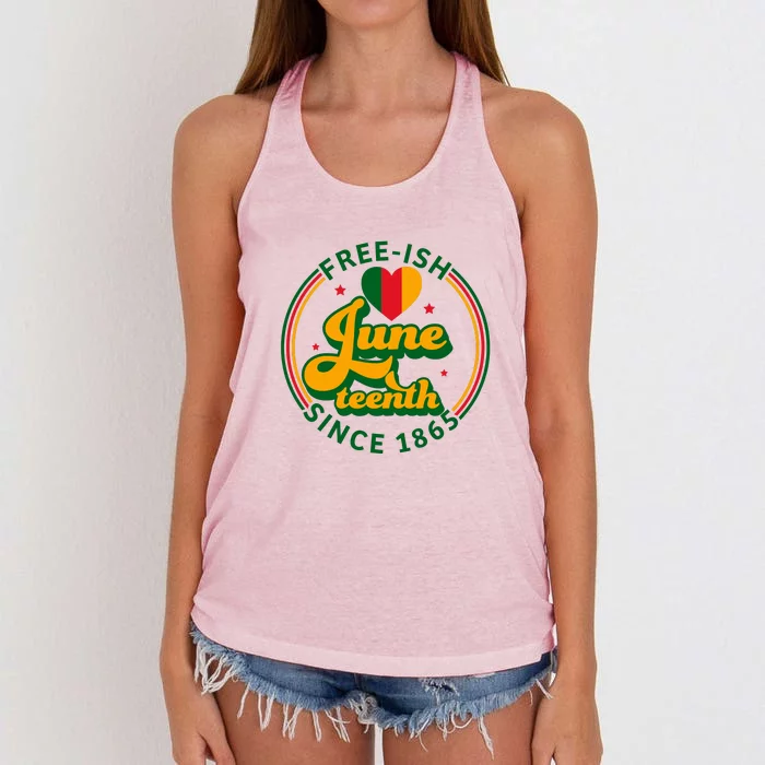 Free Ish Juneteenth Since 1865 Afro America Women's Knotted Racerback Tank