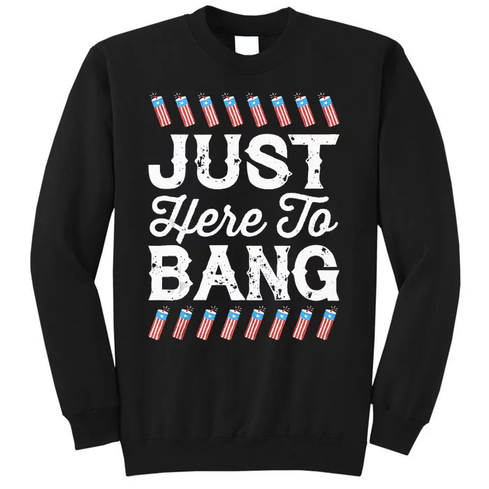 Funny I'm Just Here To Bang 4th July American Flag Fireworks Sweatshirt