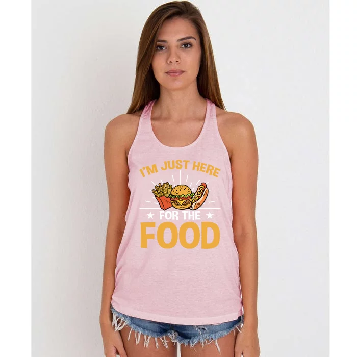 Food Im Just Here For The Food Gift Women's Knotted Racerback Tank