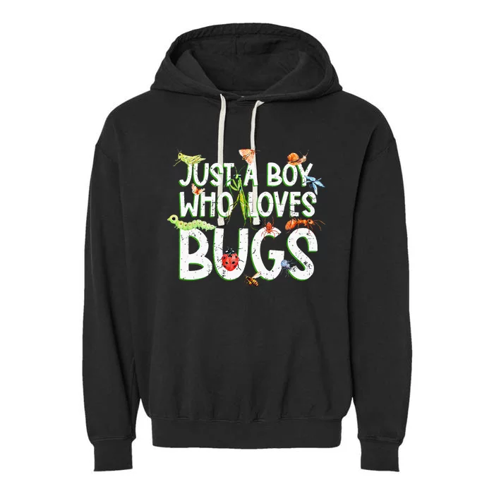 Funny Insect Just A Boy Who Loves Bug Garment-Dyed Fleece Hoodie