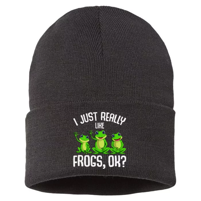 Funny I Just Really Like Frogs Owner Lover Frog Gifts Sustainable Knit Beanie