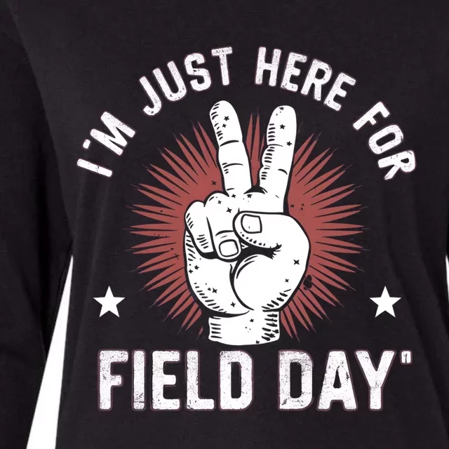 Funny IM Just Here For Field Day 2024 Teacher Gift Womens Cotton Relaxed Long Sleeve T-Shirt