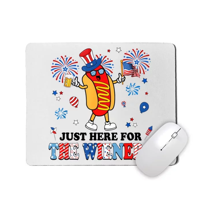 Funny Im Just Here For The Wieners 4Th Of July USA Mousepad