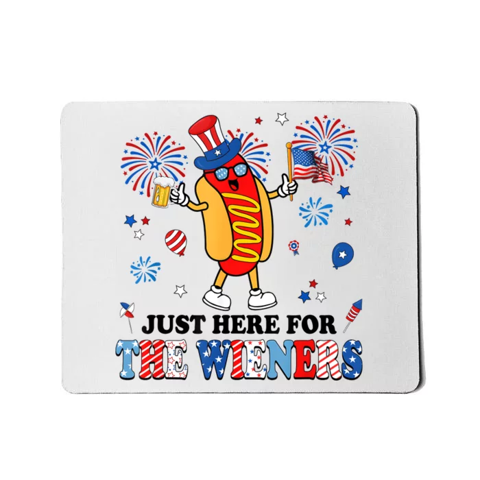 Funny Im Just Here For The Wieners 4Th Of July USA Mousepad