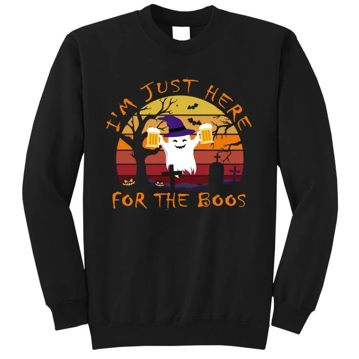 Funny Im Just Here For The Boos Halloween Ghost Beer Retro Sweatshirt