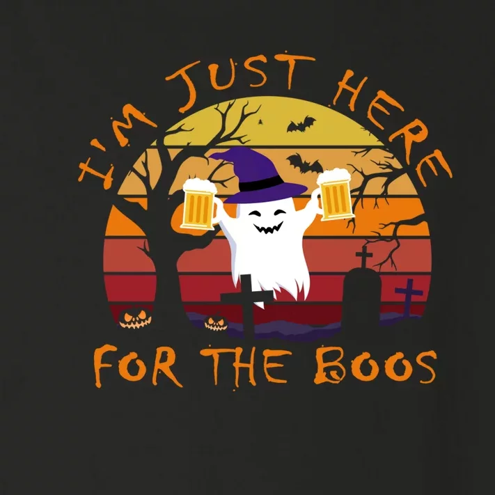 Funny Im Just Here For The Boos Halloween Ghost Beer Retro Toddler Long Sleeve Shirt