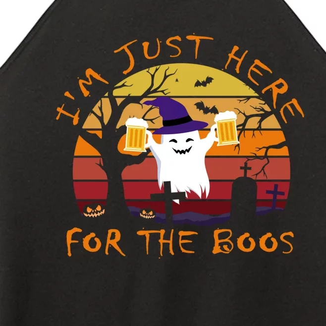 Funny Im Just Here For The Boos Halloween Ghost Beer Retro Women’s Perfect Tri Rocker Tank