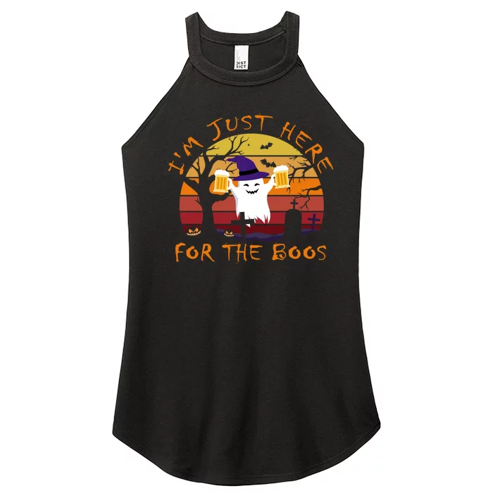 Funny Im Just Here For The Boos Halloween Ghost Beer Retro Women’s Perfect Tri Rocker Tank