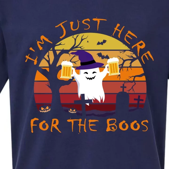 Funny Im Just Here For The Boos Halloween Ghost Beer Retro Sueded Cloud Jersey T-Shirt