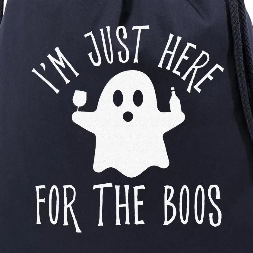 Funny Im Just Here For The Boos Cute Drinking Squad Halloween Drawstring Bag