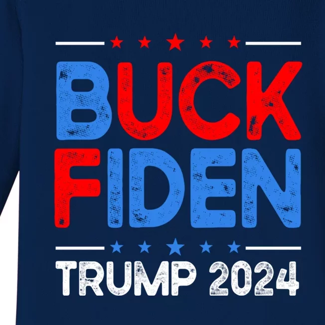 Funny Impeach Joe Biden Trump 2024 Buck Fiden Anti Biden Gift Baby Long Sleeve Bodysuit