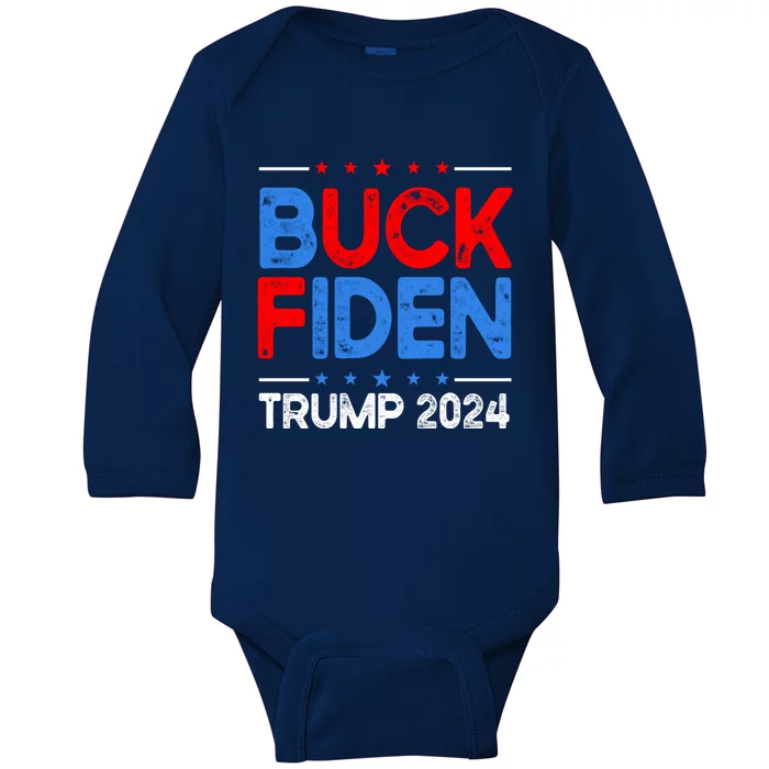 Funny Impeach Joe Biden Trump 2024 Buck Fiden Anti Biden Gift Baby Long Sleeve Bodysuit