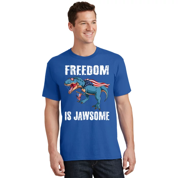 Freedom Is Jawsome 4th Of July Dinosaur Teens Gift T-Shirt