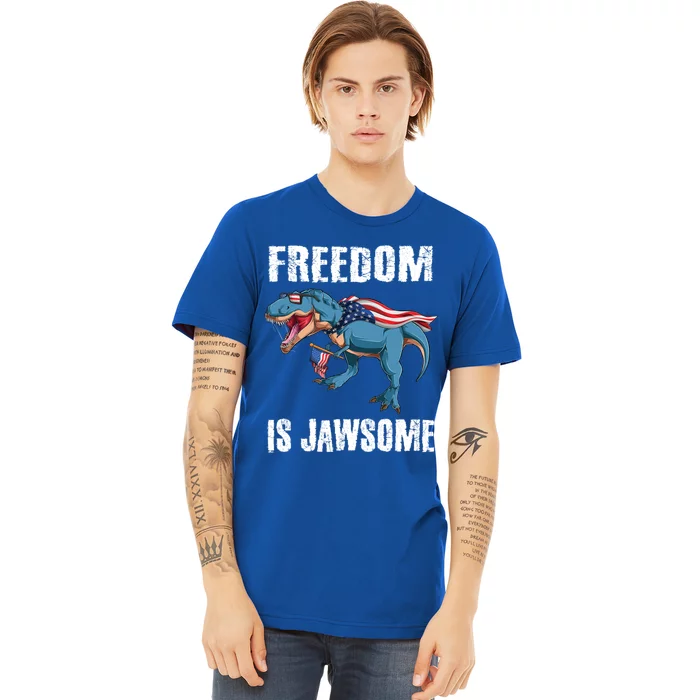 Freedom Is Jawsome 4th Of July Dinosaur Teens Gift Premium T-Shirt