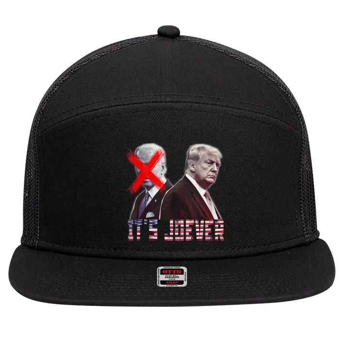 Funny ItS Joever Trump Excludes Biden Funny 7 Panel Mesh Trucker Snapback Hat