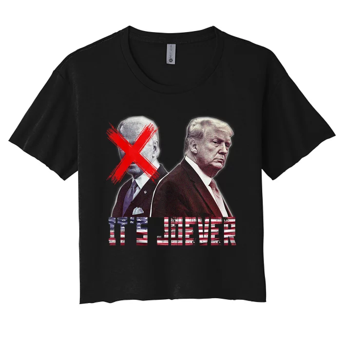 Funny ItS Joever Trump Excludes Biden Funny Women's Crop Top Tee