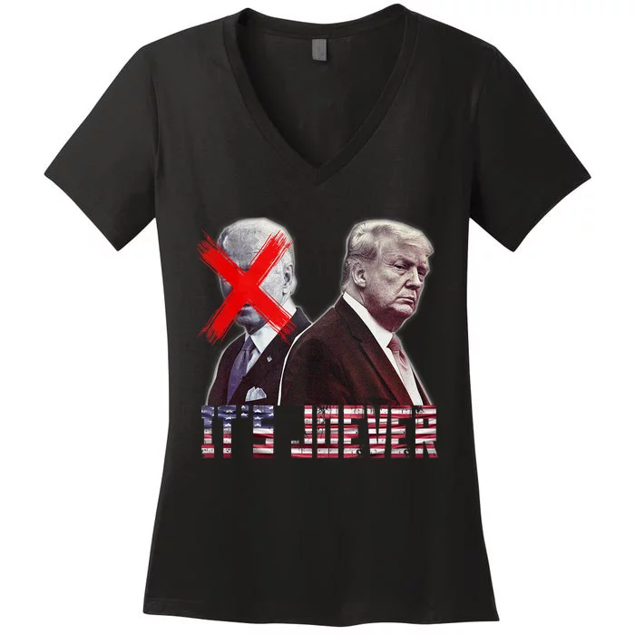 Funny ItS Joever Trump Excludes Biden Funny Women's V-Neck T-Shirt