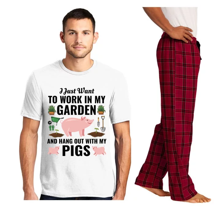 Funny I Just Want To Work In My Garden And Hang Out With Pigs Gift Pajama Set