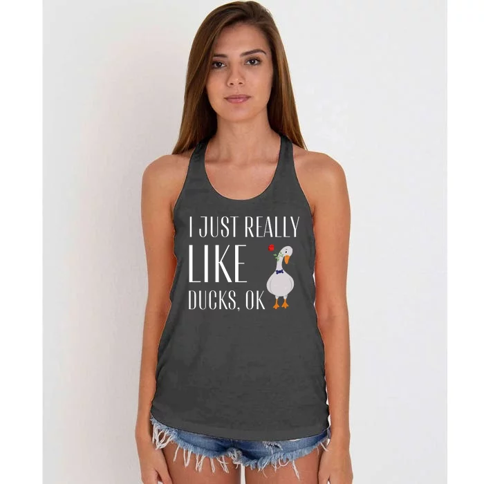 Funny I Just Really Like Ducks Lover Gifts Duck Owner Gift Women's Knotted Racerback Tank