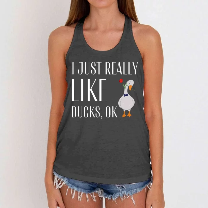 Funny I Just Really Like Ducks Lover Gifts Duck Owner Gift Women's Knotted Racerback Tank