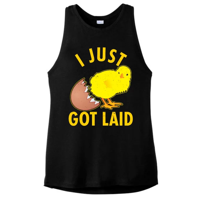 Funny I Just Got Laid Ladies Tri-Blend Wicking Tank