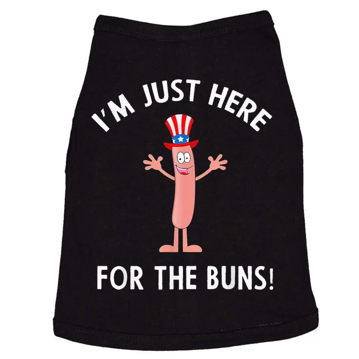 Funny I'm Just Here For The Buns Patriotic Hot Dog Doggie Tank