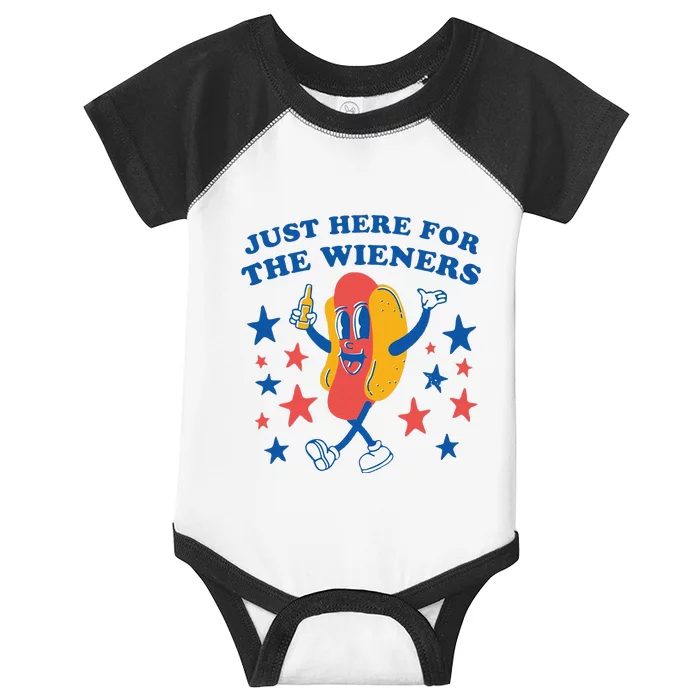 Funny IM Just Here For The Wieners 4th Of July Gift Infant Baby Jersey Bodysuit