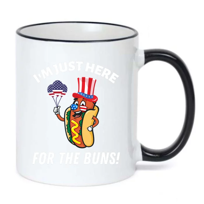 Funny IM JUST HERE FOR THE BUNS Patriotic Hot Dog Black Color Changing Mug