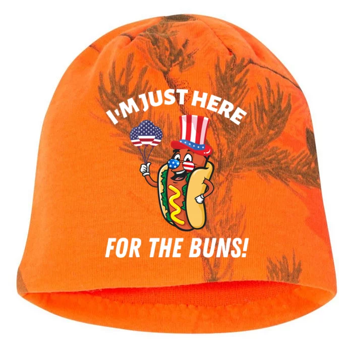 Funny IM JUST HERE FOR THE BUNS Patriotic Hot Dog Kati - Camo Knit Beanie