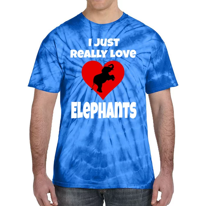 Funny I Just Really Love Elephants Valentines Day Elephant Gift Tie-Dye T-Shirt