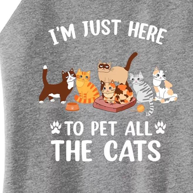 Funny I'm Just Here To Pet All The Cats For Cat Lover Women’s Perfect Tri Rocker Tank