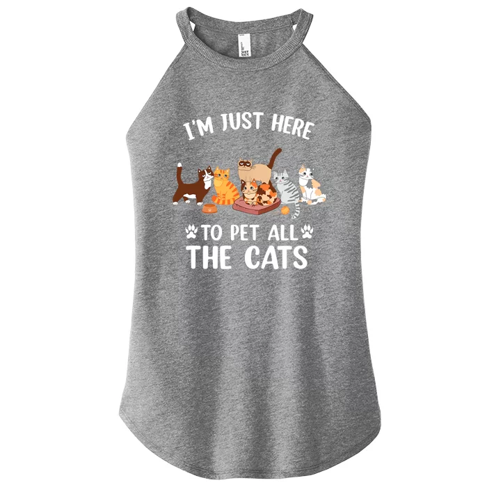 Funny I'm Just Here To Pet All The Cats For Cat Lover Women’s Perfect Tri Rocker Tank