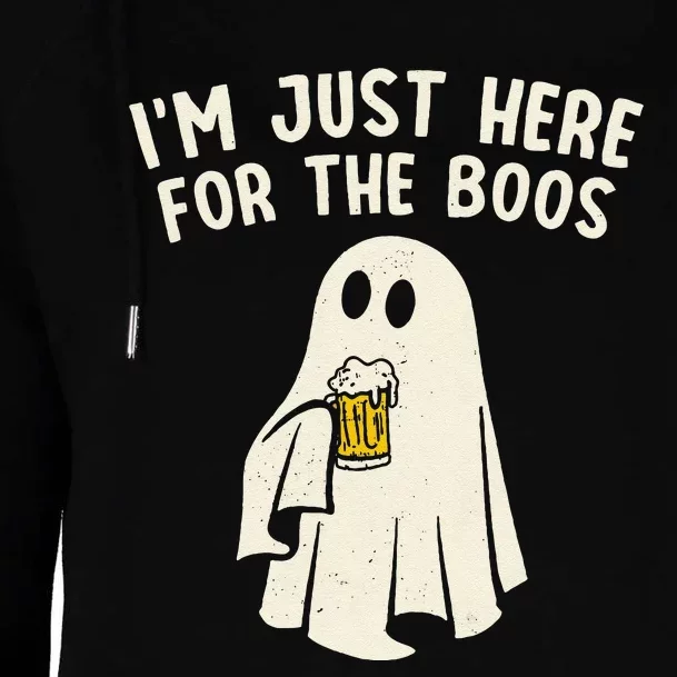 Funny IM Just Here For The Boos Halloween Costumes Ghost Womens Funnel Neck Pullover Hood