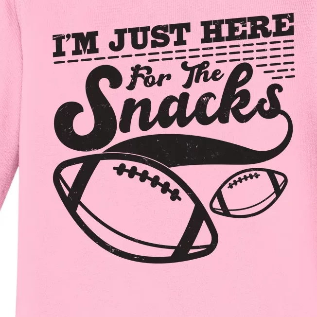 Funny I'm Just Here For The Snacks Baby Long Sleeve Bodysuit