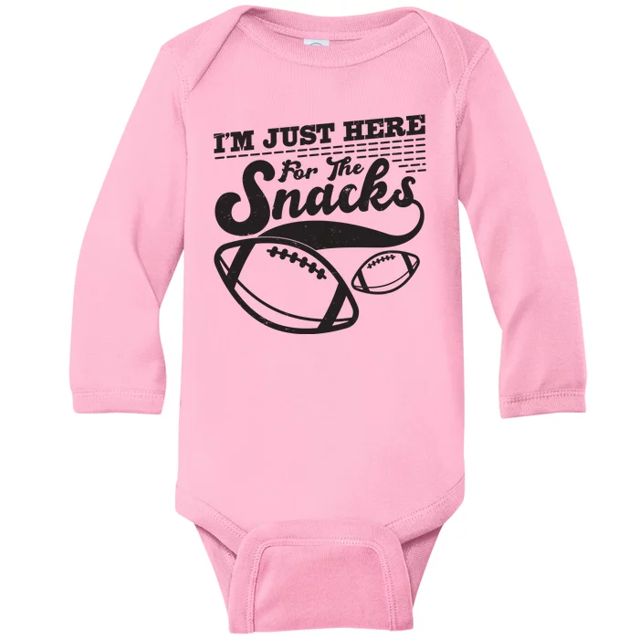 Funny I'm Just Here For The Snacks Baby Long Sleeve Bodysuit