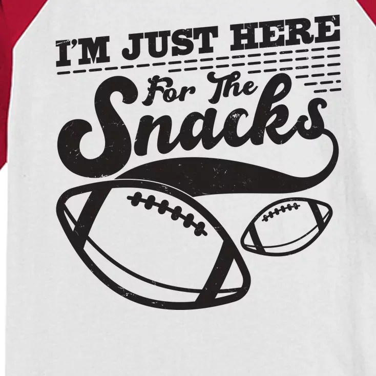 Funny I'm Just Here For The Snacks Kids Colorblock Raglan Jersey