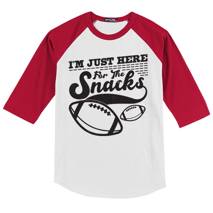 Funny I'm Just Here For The Snacks Kids Colorblock Raglan Jersey