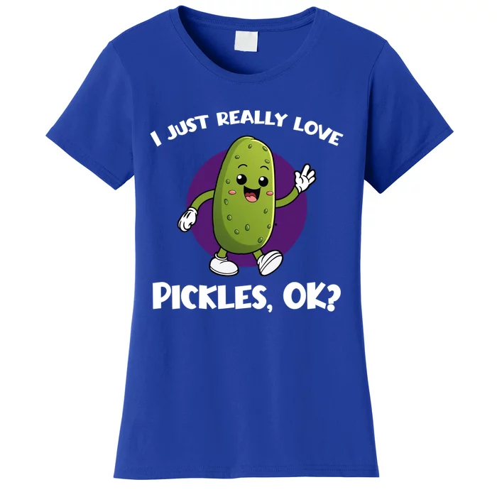 Funny I Just Really Love Pickles Ok Cartoon Funny Gift Women's T-Shirt