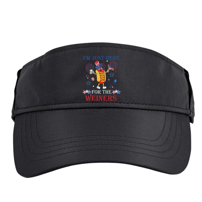 Funny Im Just Here For The Wieners 4Th Of July Adult Drive Performance Visor